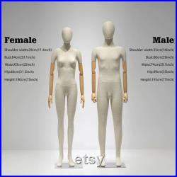 Linen Full Body Mannequin Female Dress Form with Wooden Arms