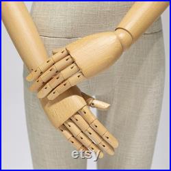 Linen Full Body Mannequin Female Dress Form with Wooden Arms