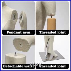Linen Full Body Mannequin Female Dress Form with Wooden Arms