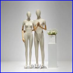 Linen Full Body Mannequin Female Dress Form with Wooden Arms