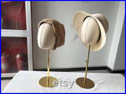 Linen Mannequin Head Adjustable Gold Bronze Base, Headband Millinery Display