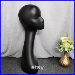Long Neck Black Mannequin Head Dress Form,Female Head Mannequin Dummy Head Ornaments,Scarf Veil Wig Display Head Model Hat Display Stand