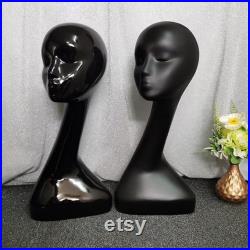 Long Neck Black Mannequin Head Dress Form,Female Head Mannequin Dummy Head Ornaments,Scarf Veil Wig Display Head Model Hat Display Stand