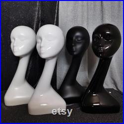 Long Neck Black Mannequin Head Dress Form,Female Head Mannequin Dummy Head Ornaments,Scarf Veil Wig Display Head Model Hat Display Stand