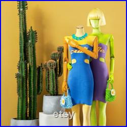 Luxury Adult Female Full Body Mannequin,Half Body Velvet Fabric Display Model Props,Women Flat Shoulder Dress Form Torso for Clothing Store