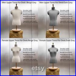 Luxury Clothing Store Female Male Half Body Mannequin,Gray Dress Form Fabric Suit Pants Rack Display,Half Body Torso With Golden Cross Base