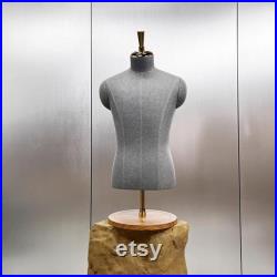 Luxury Clothing Store Female Male Half Body Mannequin,Gray Dress Form Fabric Suit Pants Rack Display,Half Body Torso With Golden Cross Base