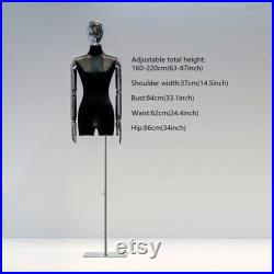 Luxury Colorful Satin Mannequin Torso Female,Women Dress Form Torso for Window Display,Clothing Display Mannequin with Silver Gold Head Arm