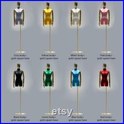 Luxury Colorful Satin Mannequin Torso Female,Women Dress Form Torso for Window Display,Clothing Display Mannequin with Silver Gold Head Arm
