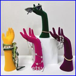 Luxury Colorful Velvet Mannequin Hand Display Model,Female Mannequin Hand Jewelry Display Stand,Scarf Sunglasses Necklace Ring Display Hand