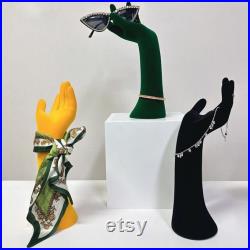 Luxury Colorful Velvet Mannequin Hand Display Model,Female Mannequin Hand Jewelry Display Stand,Scarf Sunglasses Necklace Ring Display Hand