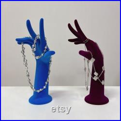 Luxury Colorful Velvet Mannequin Hand,Female Left Right Hand Model Jewelry Display Stand,Necklace Sunglasses Ring Display Hand Dress Form