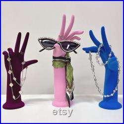 Luxury Colorful Velvet Mannequin Hand,Female Left Right Hand Model Jewelry Display Stand,Necklace Sunglasses Ring Display Hand Dress Form