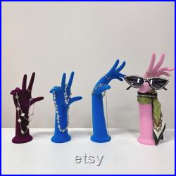 Luxury Colorful Velvet Mannequin Hand,Female Left Right Hand Model Jewelry Display Stand,Necklace Sunglasses Ring Display Hand Dress Form