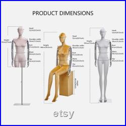 Luxury Female Colorful Velvet Mannequin Full Body,Half Body Sitting Pose Clothing Display Dress Form Stand,Silver Mannequin Hand Dummy Head
