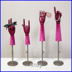 Luxury Female Left Right Wooden Mannequin Hand,Colorful Velvet Mannequin Hand Display Model Props,Sunglasses Scarf Ring Jewelry Display Hand