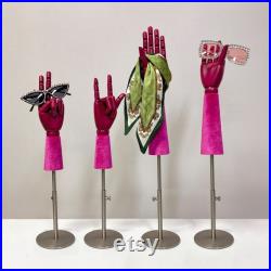 Luxury Female Left Right Wooden Mannequin Hand,Colorful Velvet Mannequin Hand Display Model Props,Sunglasses Scarf Ring Jewelry Display Hand