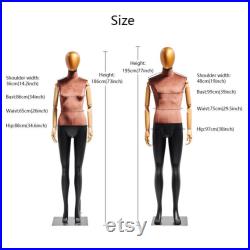 Luxury Female Male Dress Form Mannequin Full Body,Brown Velvet Mannequin Torso With Gold Head,Adult Clothing Display Dummy with Wooden Arms