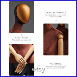 Luxury Female Male Dress Form Mannequin Full Body,Brown Velvet Mannequin Torso With Gold Head,Adult Clothing Display Dummy with Wooden Arms