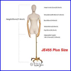 Luxury Female Plus Size Mannequin Half Body Dress Form,Grey Linen Dress Form Wedding Dress Mannequin,Female Torso Mannequin Plus Size Model