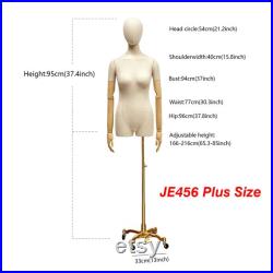 Luxury Female Plus Size Mannequin Half Body Dress Form,Grey Linen Dress Form Wedding Dress Mannequin,Female Torso Mannequin Plus Size Model