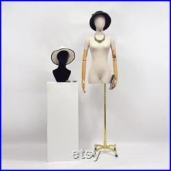 Luxury Female Plus Size Mannequin Half Body Dress Form,Grey Linen Dress Form Wedding Dress Mannequin,Female Torso Mannequin Plus Size Model