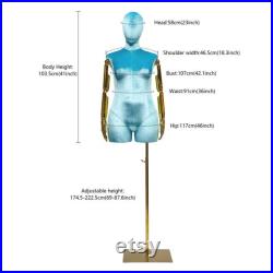 Luxury Female Plus Size Mannequin With Gold Arms,Women Dress Form Velvet Display Mannequin Torso,Window Display Plus Size Dress Form Model