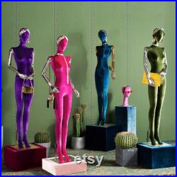 Luxury Female Velvet Fabric Mannequin,Shoulder Model with Three Styles,Half Body,Full Body,Sitting Post Dress Form Prop for Clothes Display