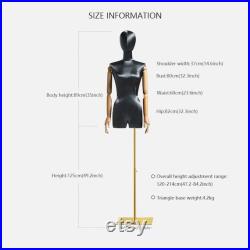 Luxury Half Body Female Display Dress Form,Adjustable Satin Fabric Mannequin Torso,Fashion Wooden Mannequin Hand,Manikin Head For Wigs