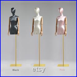 Luxury Half Body Female Display Dress Form,Adjustable Satin Fabric Mannequin Torso,Fashion Wooden Mannequin Hand,Manikin Head For Wigs