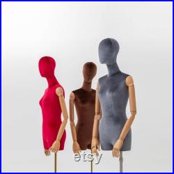 Luxury Half Body Female Dress Form Torso,Colorful Velvet Mannequin Torso Stand,Clothing Shop Window Wedding Dress Clothing Display Model