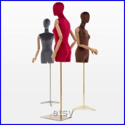 Luxury Half Body Female Dress Form Torso,Colorful Velvet Mannequin Torso Stand,Clothing Shop Window Wedding Dress Clothing Display Model