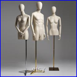 Luxury Half Body Male Female Display Mannequin Dress Form,Ivory White Bust Mannequin Torso Display Dummy,Store Window Clothing Display Model