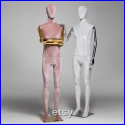 Luxury Male Full Body Display Dress Form ,Velvet Fabric Mannequin Torso With Silver Gold Hands , Jewelry Wig Clothes Display Mannequin Stand