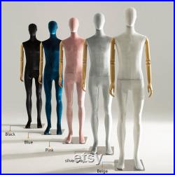 Luxury Male Full Body Display Dress Form ,Velvet Fabric Mannequin Torso With Silver Gold Hands , Jewelry Wig Clothes Display Mannequin Stand