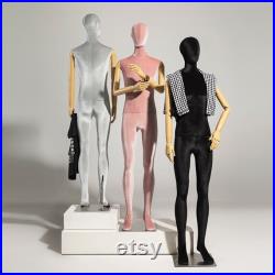 Luxury Male Full Body Display Dress Form ,Velvet Fabric Mannequin Torso With Silver Gold Hands , Jewelry Wig Clothes Display Mannequin Stand