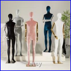 Luxury Male Full Body Display Dress Form ,Velvet Fabric Mannequin Torso With Silver Gold Hands , Jewelry Wig Clothes Display Mannequin Stand