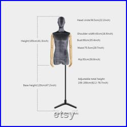 Luxury Male Half Body Display Dress Form ,Velvet Fabric Mannequin Torso With Silver Gold Hands , Jewelry Wig Clothes Display Mannequin Stand