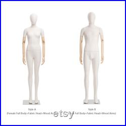 Luxury Mannequin Full Body Torso, Male and Female Model Props with Head, Adult Dress Form Dummy for Boutique Clothing Store Window Display