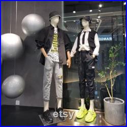 Luxury Mannequin Full Body Torso, Male and Female Model Props with Head, Adult Dress Form Dummy for Boutique Clothing Store Window Display