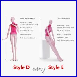 Luxury Pink Full Body Female Display Dress Form,Standing Velvet Fabric Mannequin Torso,Manikin Head for Wigs,Clothing Display Stand Holder
