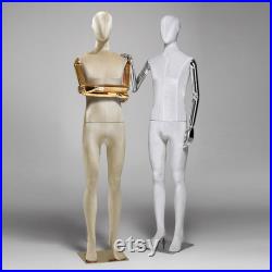 Luxury Sitting Stand Male Mannequin Full Body,Men Colorful Velvet Mannequin Torso Model,Jewelry Clothing Display Dress Form Gold Silver Hand