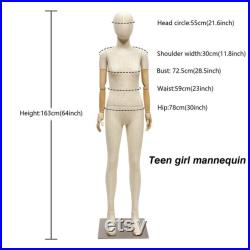 Luxury Teen Boy Girl Mannequin Bamboo Linen Dress Form,Children Full Body Mannequin With Wooden Arms,Kid Dress Form Clothing Display Model