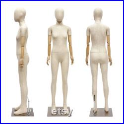 Luxury Teen Boy Girl Mannequin Bamboo Linen Dress Form,Children Full Body Mannequin With Wooden Arms,Kid Dress Form Clothing Display Model