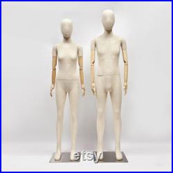 Luxury Teen Boy Girl Mannequin Bamboo Linen Dress Form,Children Full Body Mannequin With Wooden Arms,Kid Dress Form Clothing Display Model