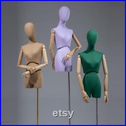 Luxury Twist Waist Female Display Mannequin Torso Stand,Clothing Store Colorful Linen Fabric Mannequin Body,Window Display Dress Form Torso