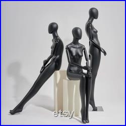 Luxury Window Adult Full Body Female Mannequin ,Black Lacquered FRP Mannequin,Full-body Wedding Window Sitting Model Props Shot Dummy