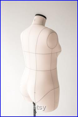 MARIAM Anatomic tailor dress form with reference lines Soft tailor dummy Sewing mannequin with guide lines Lingerie dress form