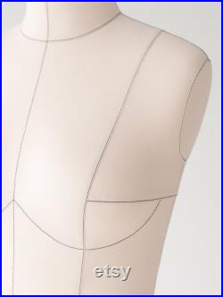 MARIAM Anatomic tailor dress form with reference lines Soft tailor dummy Sewing mannequin with guide lines Lingerie dress form