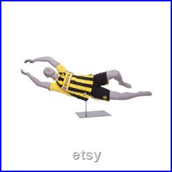 Male Adult Fiberglass Full Body Soccer Goalie Mannequin in Diving Pose with Base CRIS05